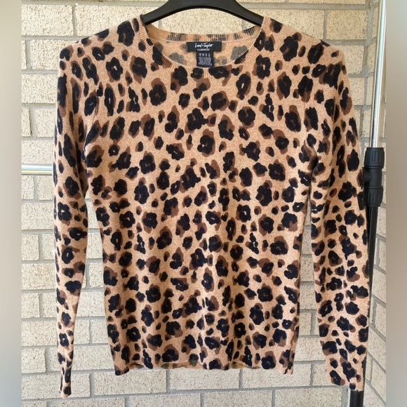 Lord & Taylor 100% Cashmere Leopard Print Sweater - Picture 6 of 16
